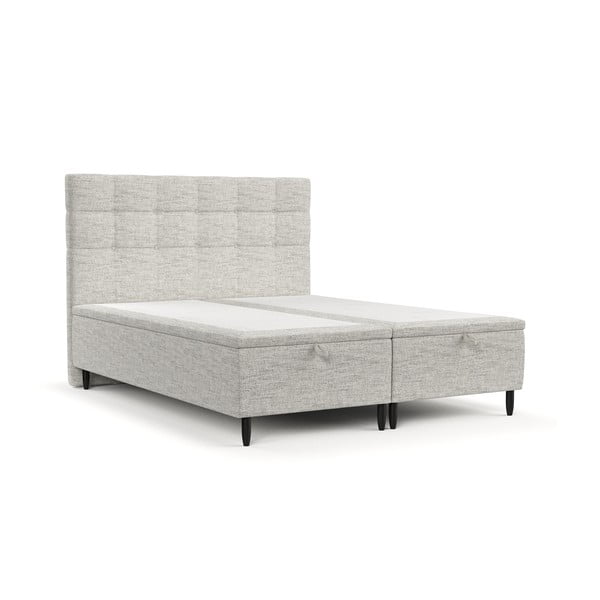 Dvigulė lova šviesiai pilkos spalvos audiniu dengta su sandėliavimo vieta 200x200 cm Senses – Maison de Rêve