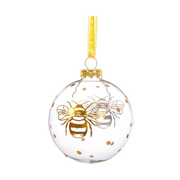 Iš stiklo rankų darbo Kalėdų eglutės žaisliukai ø 8 cm Golden Bee – Sass & Belle