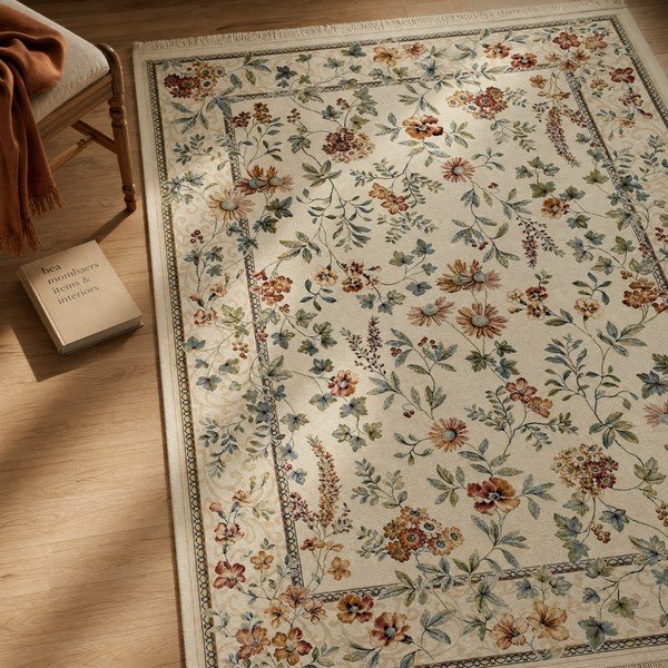 Iš viskozės kilimas kreminės spalvos 135x195 cm Oriental Flowers – Nouristan-image-1