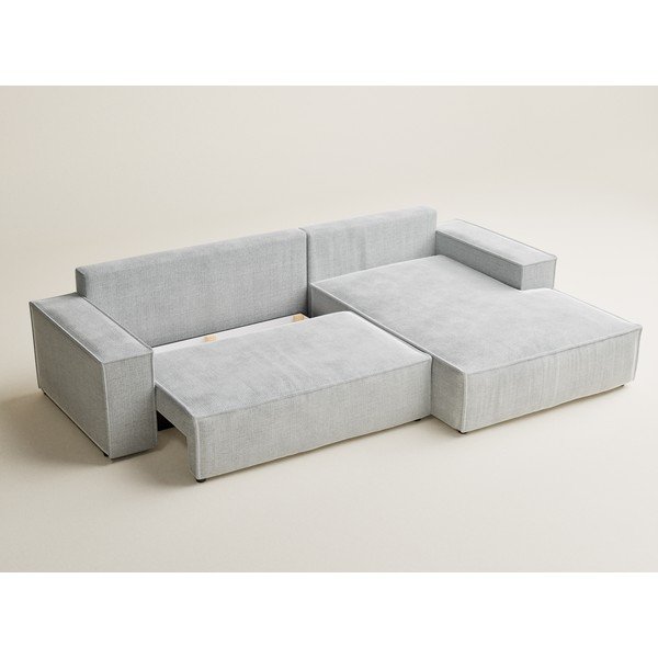 Šviesiai pilkos spalvos sulankstoma/su sandėliavimo vieta kampinė sofa iš šenilinio audinio (su dešiniuoju kampu/su gultu) Maze – Maison de Rêve-image-3