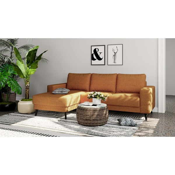 Kampinė sofa oranžinės spalvos (su kairiuoju kampu) Fynn – Ghado-image-1
