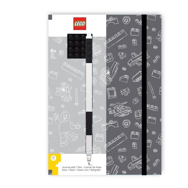Juodai balta A5 formato užrašų knygutė su juodu LEGO® rašikliu, 96 puslapiai