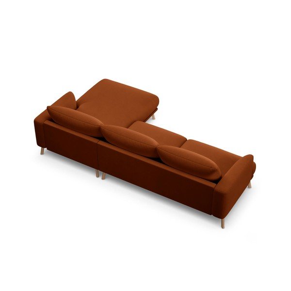 Terakotos spalvos kampinė sofa iš velveto (su dešiniuoju kampu/su gultu) Naomi – Micadoni -image-3