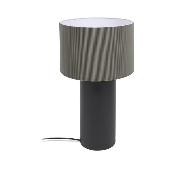 Juodai pilka stalinė lempa su metaliniu gaubtu (aukštis 50 cm) Domicina - Kave Home