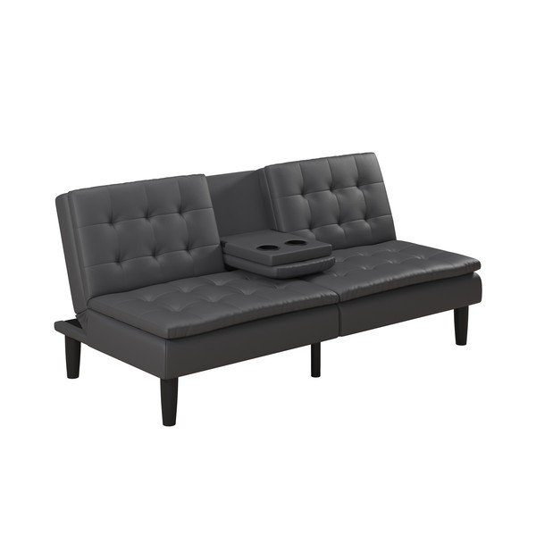 Iš dirbtinės odos sulankstoma sofa pilkos spalvos 191 cm Maine – Støraa-image-1