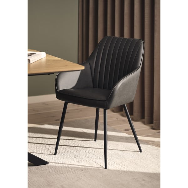 Tamsiai pilkos spalvos iš audinio valgomojo kėdžių komplektas su porankiais 2 vnt. Nolan Stripe – Unique Furniture-image-1