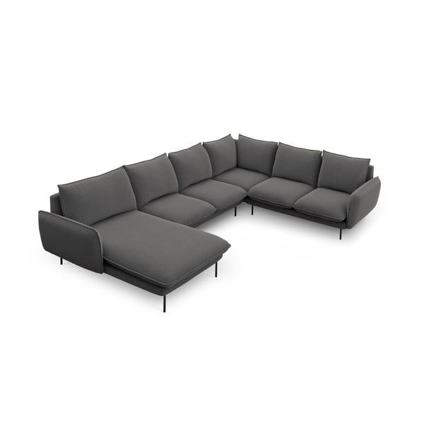 Tamsiai pilkos spalvos U formos sofa Cosmopolitan Design Vienna, kampas dešinėje-image-2