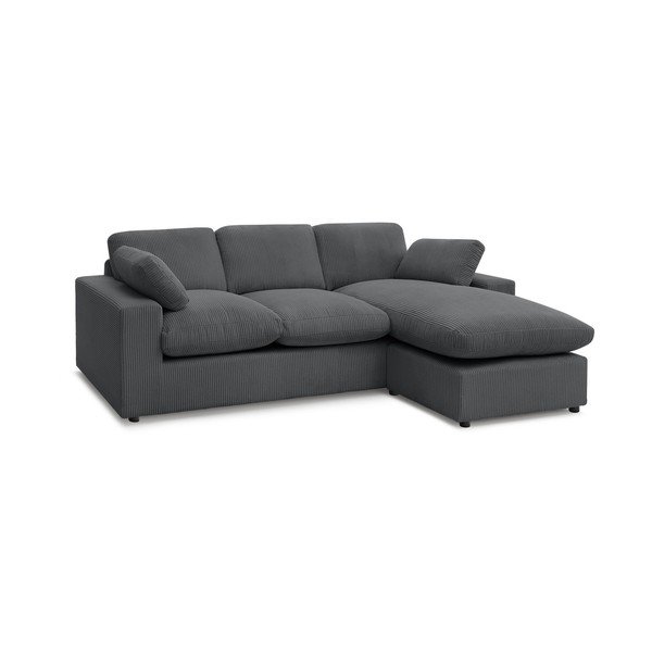 Tamsiai pilkos spalvos kampinė sofa iš kordinio velveto Belair – Bobochic Paris-image-2
