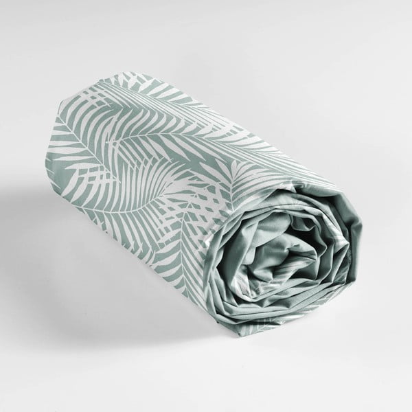 Paklodė iš medvilnės baltos spalvos/žalios spalvos su guma 90x190 cm Botania – douceur d'intérieur-image-3