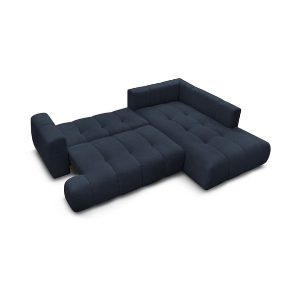 Tamsiai mėlynos spalvos sulankstoma/su sandėliavimo vieta kampinė sofa (su dešiniuoju kampu/„L“ formos) Fuji – Bobochic Paris-image-4