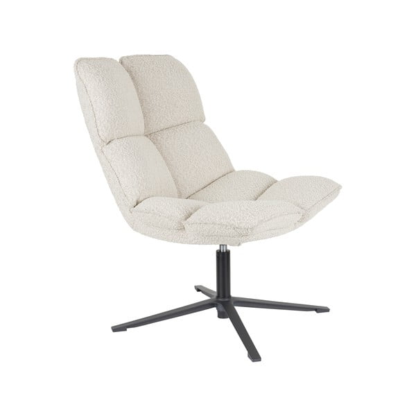 Kreminės spalvos pasukamas iš boucle krėslas Bros – White Label