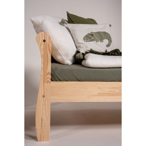 Natūralios spalvos iš pušies masyvo vaikiška lova su lovos grotelėmis 90x180 cm Roma – Adeko-image-4