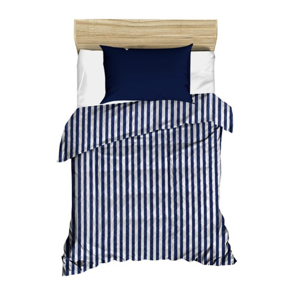 Mėlynai ir baltai dryžuota dygsniuota lovatiesė "Stripes", 160 x 230 cm
