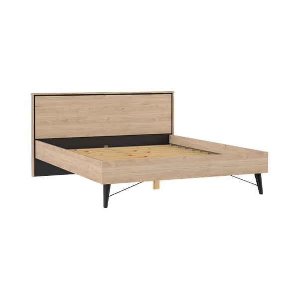 Natūralios spalvos dvigulė lova iš ąžuolo su lovos grotelėmis 160x200 cm Ry – Tvilum-image-2