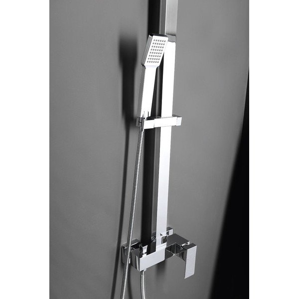 Iš žalvario dušo komplektas blizgios sidabrinės spalvos su baterija su dušo galvute/su rankiniu dušu 118 cm Latus – Sapho-image-2