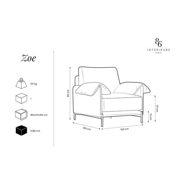 Juodai pilkas krėslas Interieurs 86 Zoe-image-4