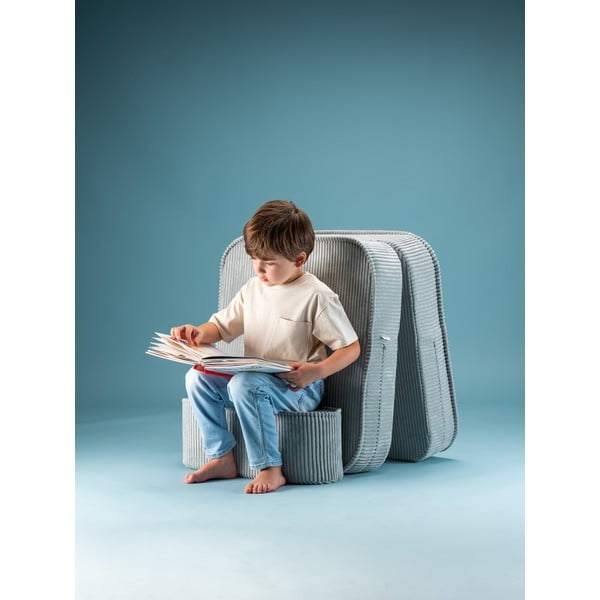 Mėtų spalvos iš kordinio velveto vaikiškas krėslas Flip – Wigiwama-image-4