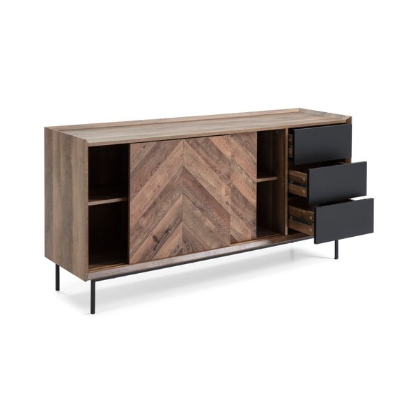 Ąžuolo apdailos juodos spalvos komoda Marceric Utah-image-4