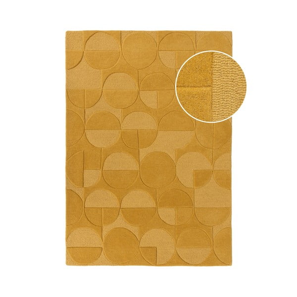 Geltonos spalvos vilnonis kilimas Flair Rugs Gigi, 160 x 230 cm