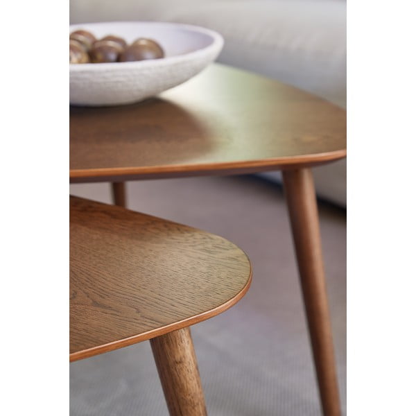 Kavos staliukai rudos spalvos 2 vnt. iš ąžuolo 70x100 cm Adda – Unique Furniture-image-2