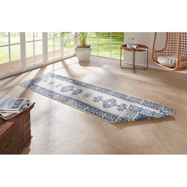 Mėlynos ir kreminės spalvos dvipusis lauko kilimas NORTHRUGS Duque, 80 x 250 cm-image-2