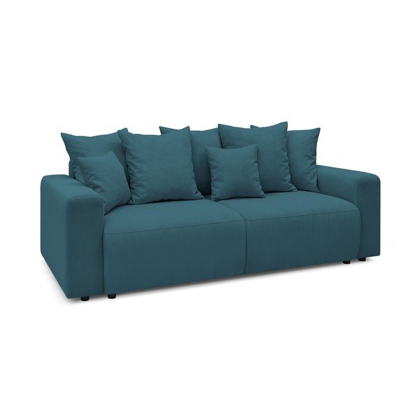 Mėlyna velvetinė sofa-lova Bobochic Paris Envy-image-3
