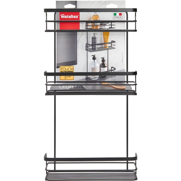 Juoda trijų aukštų vonios lentyna Metaltex Origin-image-2
