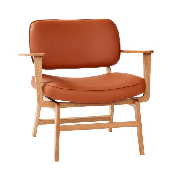 Oranžinės spalvos krėslas pagamintas iš odos imitacijos Hübsch Haze
