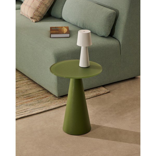 Apvalios formos šoninis stalas su stikliniu stalviršiu ø 35 cm Wilshire – Kave Home-image-1