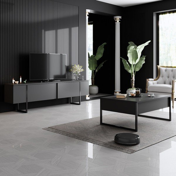 TV spintelė antracito spalvos 180x30 cm Luxe – Kalune Design-image-4