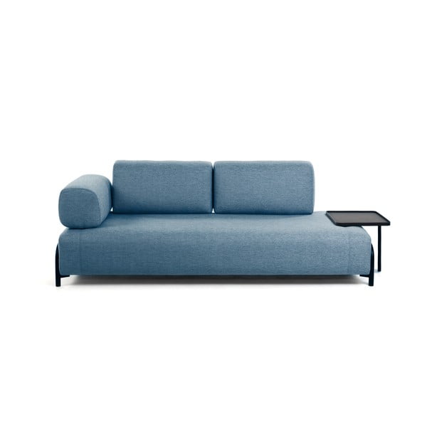 Mėlyna sofa su integruotu padėklu Kave Home Compo