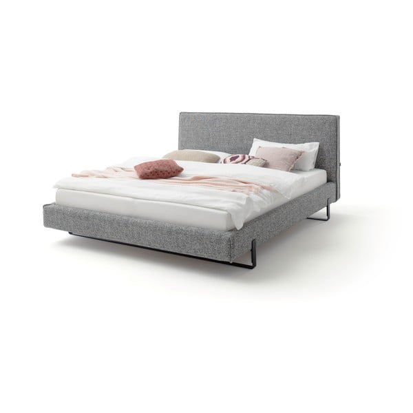Pilkos spalvos dvigulė lova audiniu dengta be grotelių 180x200 cm La Gomera – Meise Möbel-image-4