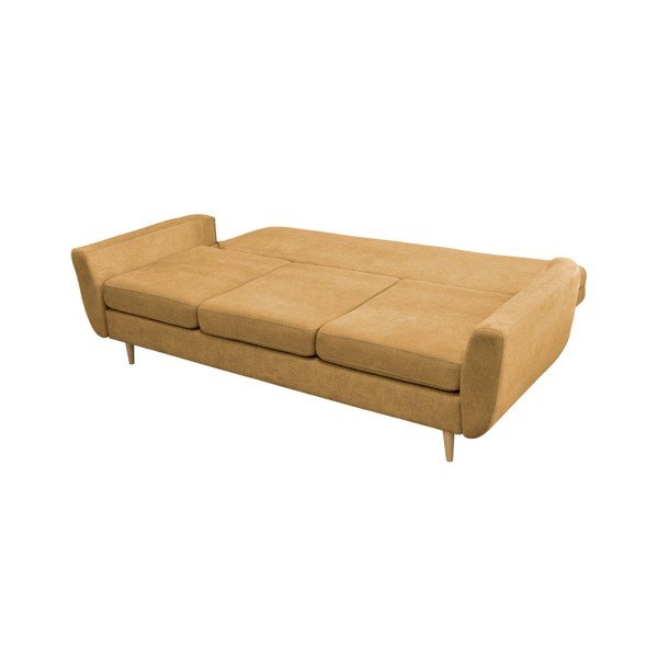Geltonos spalvos sofa lova su šviesiomis kojomis Mazzini Sofos Rose-image-3
