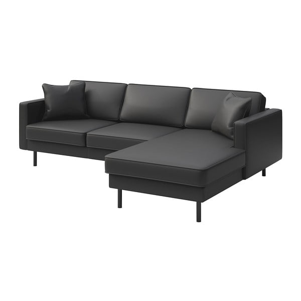Kampinė sofa tamsiai pilkos spalvos iš odos (su dešiniuoju kampu) Kobo – MESONICA-image-2