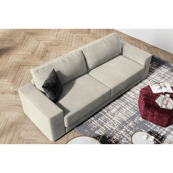 Smėlio spalvos aksominė sofa-lova Milo Casa Donatella-image-1