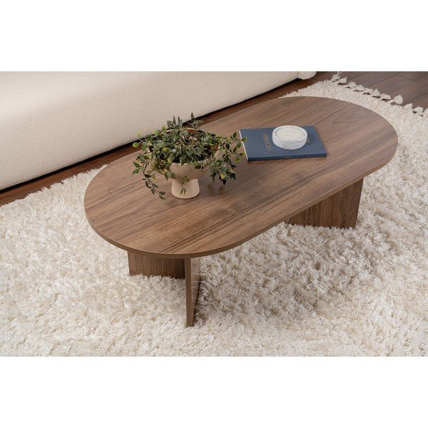 Tamsiai rudos spalvos kavos staliukas iš riešutmedžio 60x119 cm Sable – Kalune Design-image-4