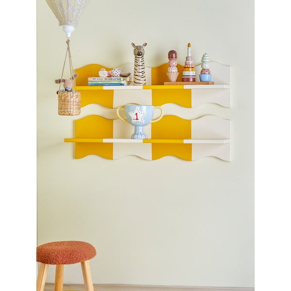 Geltonos spalvos/baltos spalvos vaikiška sieninė lentyna 80 cm Bubbi – Bloomingville Mini-image-1