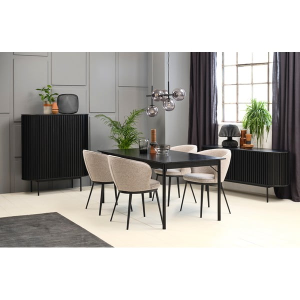 Valgomojo stalas juodos spalvos 95x180 cm Savona – Unique Furniture-image-1