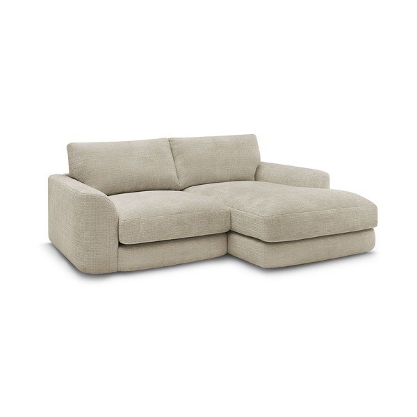 Smėlio spalvos kampinė sofa iš šenilinio audinio (su dešiniuoju kampu/su gultu) Leonore – Bobochic Paris