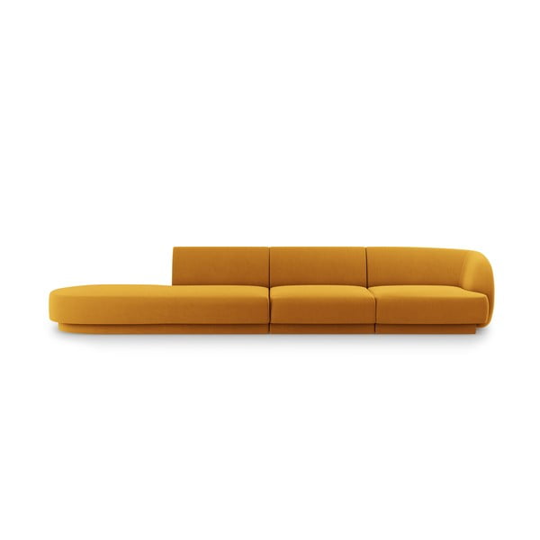 Sofa garstyčių spalvos iš velveto 302 cm Miley – Micadoni Home