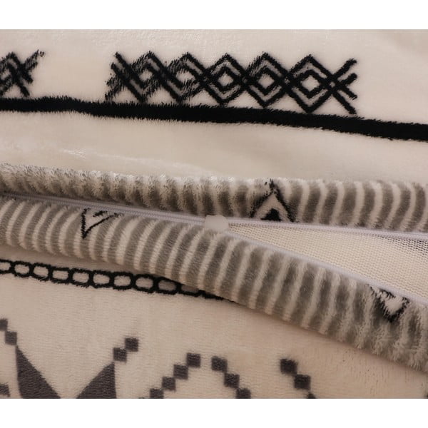 Viengulė patalynė juodos spalvos/kreminės spalvos iš mikropliušo 140x200 cm – My House-image-4