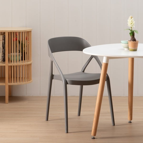 Iš plastiko valgomojo kėdės pilkos spalvos 2 vnt. – Ixia-image-1