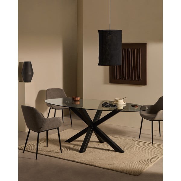 Valgomojo stalas su stikliniu stalviršiu 100x200 cm Argo – Kave Home-image-1