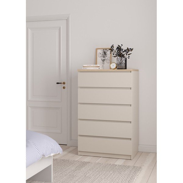 Kreminės spalvos šoninė spintelė 77x121x50 cm Naia – Tvilum-image-1