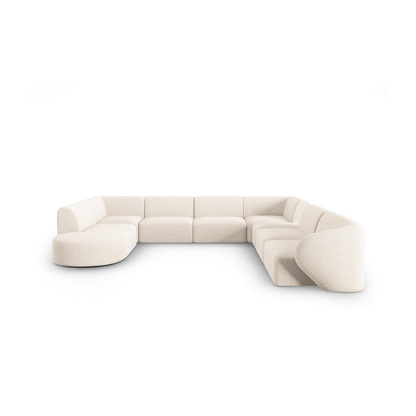 Smėlio spalvos iš šenilinio audinio kampinė sofa (su dešiniuoju kampu/„U“ formos) Paolo – Milo Casa