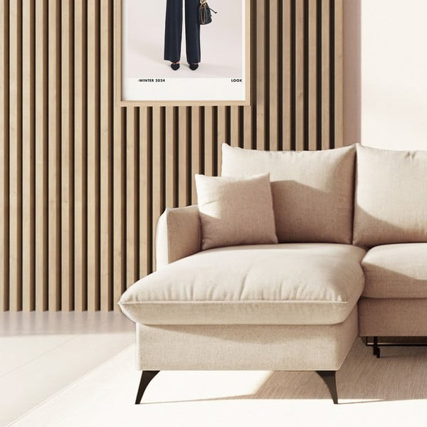 Smėlio spalvos iš boucle sulankstoma/su sandėliavimo vieta kampinė sofa (su kairiuoju kampu/su gultu) Brim – Rodier-image-4