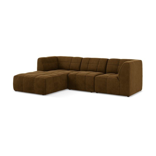 Garstyčių spalvos kampinė sofa iš velveto (su kairiuoju kampu/su gultu) Aloha – Makamii-image-2