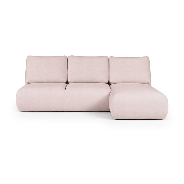 Šviesiai rožinės spalvos iš boucle kampinė sofa (su dešiniuoju kampu/su gultu) Mirel – Rodier
