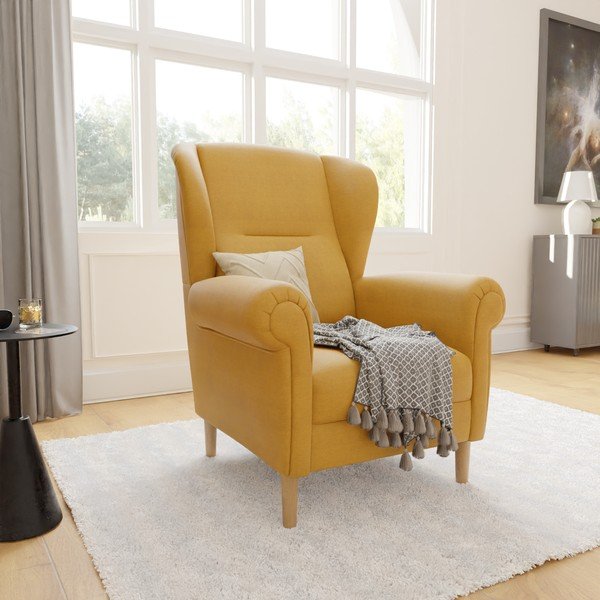 Geltonos spalvos krėslas su atlošu Swan – Ropez-image-3