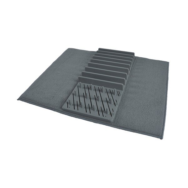 Pilkos spalvos iš plastiko indų džiovinimo padėkliukas 50x38 cm – Homéa